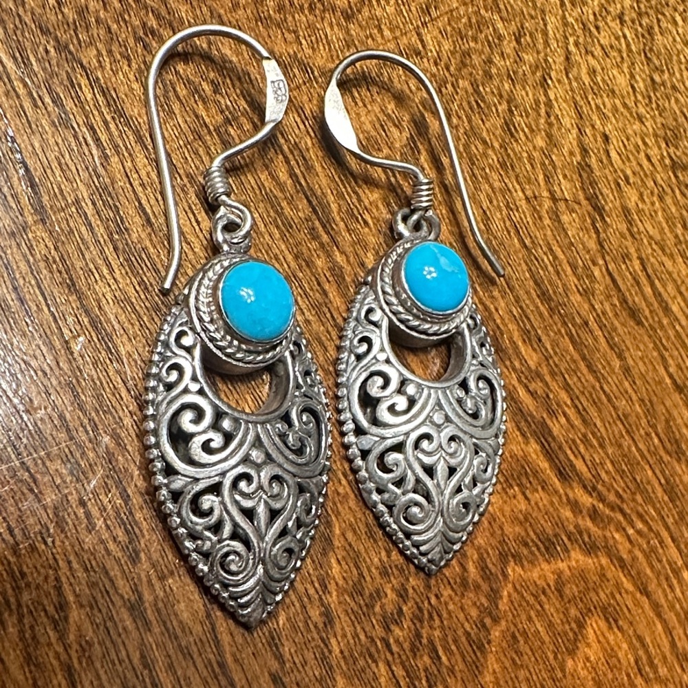 Elegant Silver and Turquoise Earrings